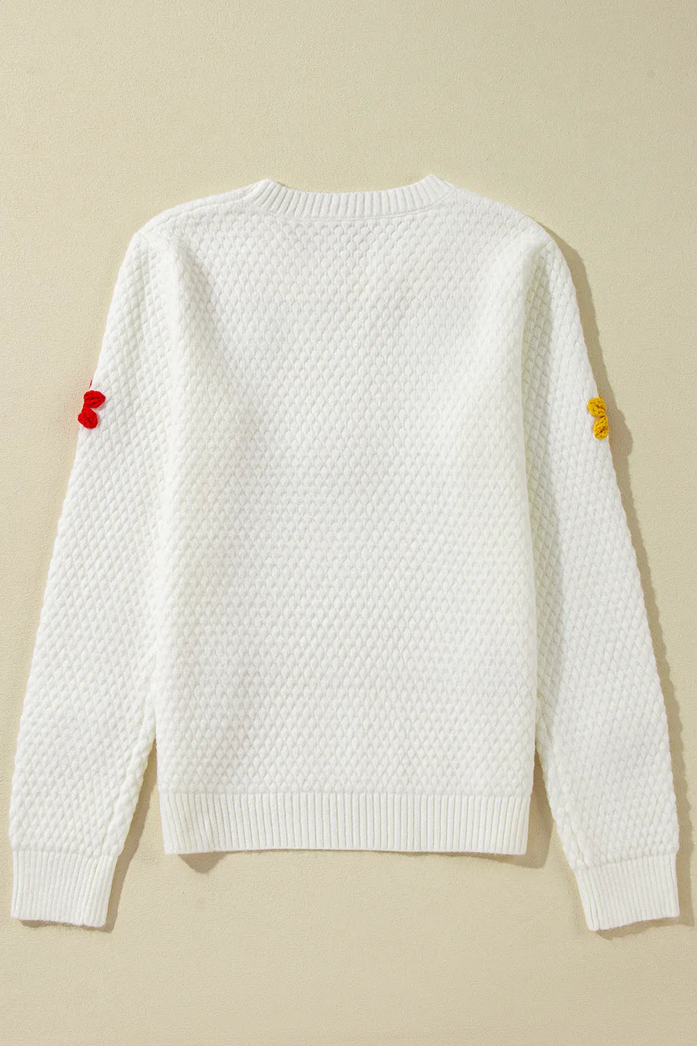 Crochet Flower Round Neck Long Sleeve Sweater | Sweaters Daverri Fashions