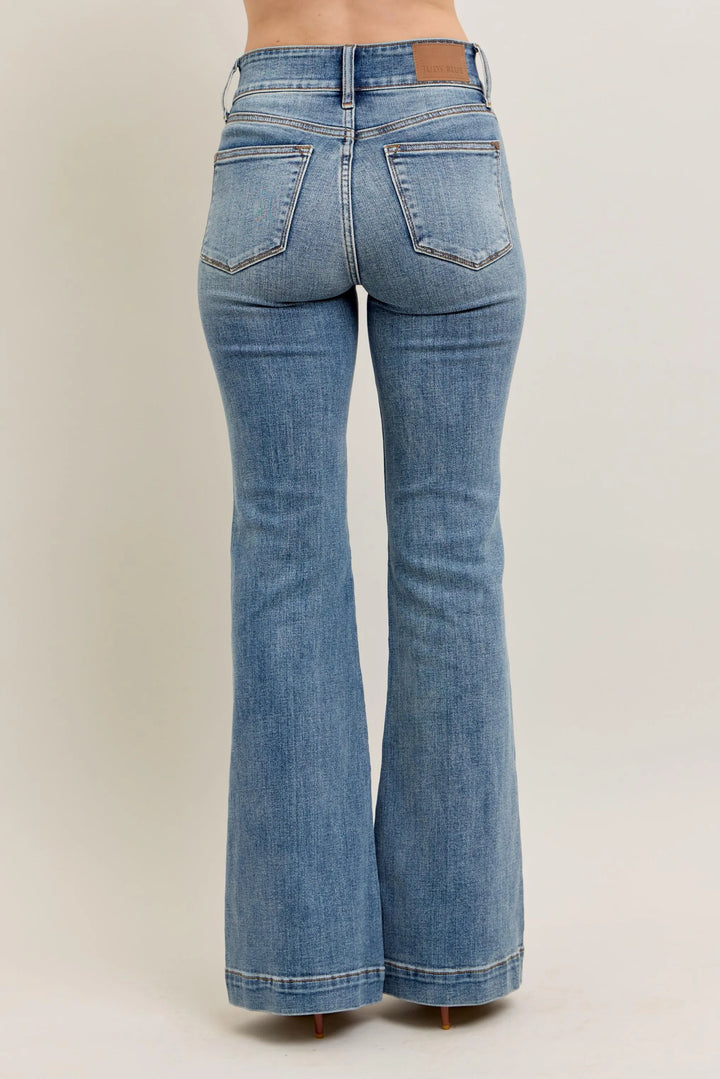 Judy Blue Full Size High-Waist Flare Denim Jeans with Front Seam Detail Plus Size Jeans