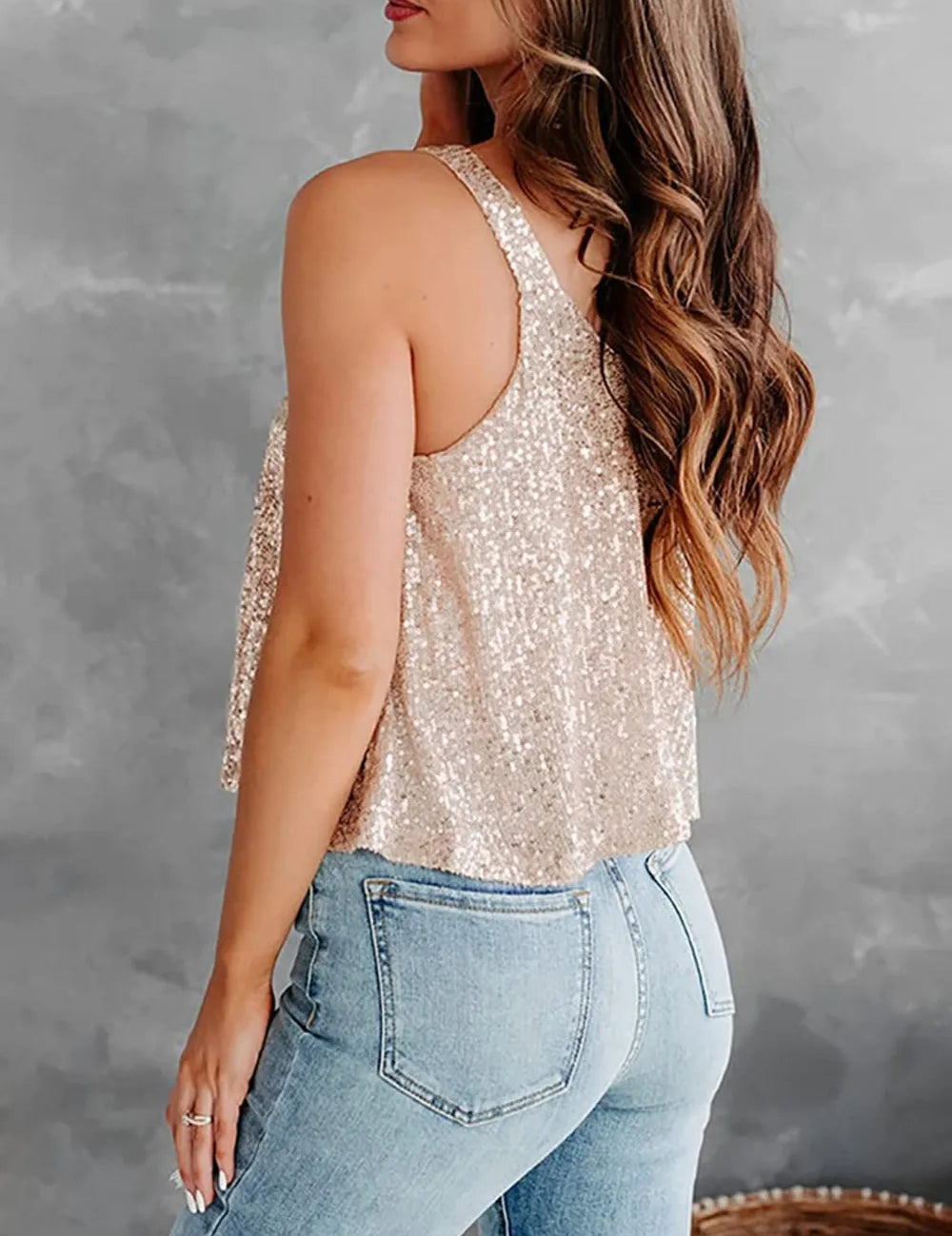 Sequin Scoop Neck Tank | Tank Tops Daverri Fashions