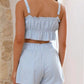 Daverri light blue ruffled square neck cami and high-waisted shorts set