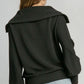 Umgee Full Size Ribbed Knit Half Zipper Sweatshirt Plus Size
