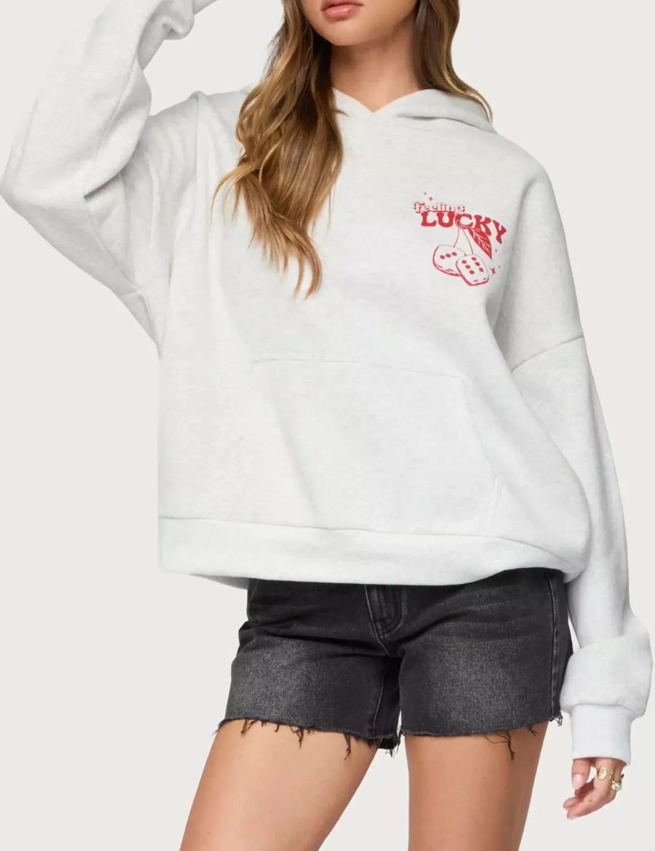 Luck Drop Shoulder Graphic Hoodie with Kangaroo Pocket | Hoodies Daverri Fashions