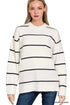 Zenana Round Neck Stripe Sweater IVORY BLACK Sweaters