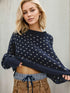 Daverri navy blue knit sweater with white butterfly pattern
