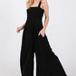 SAGE+FIG Smocked Flowy Wide Leg Jumpsuit BLACK
