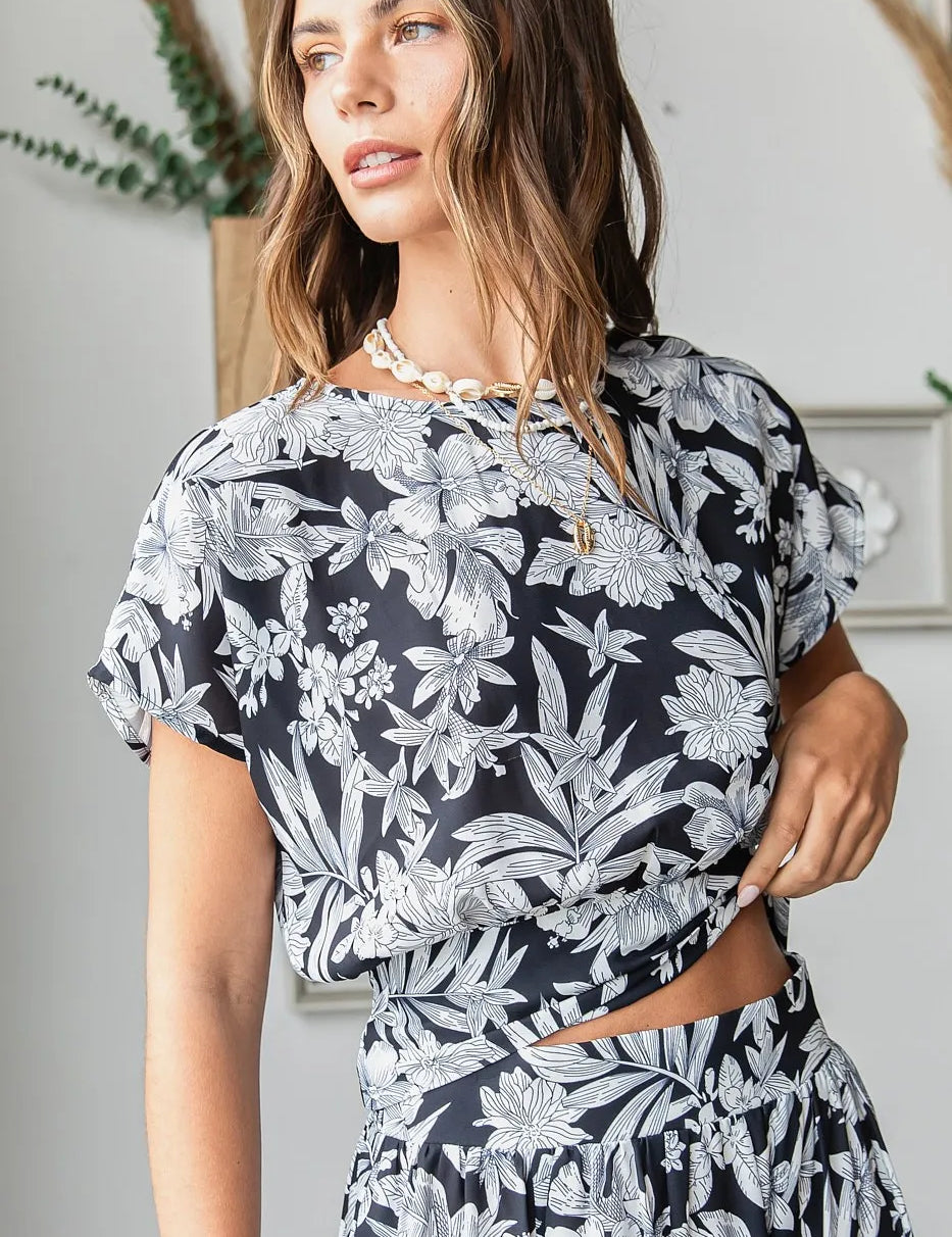 Mittoshop Tropical Print Top and Skirt Set | Outfit Sets Daverri Fashions