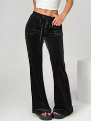 Daverri Fashions Velvet Flare Leg Pants - DAVERRI FASHIONS