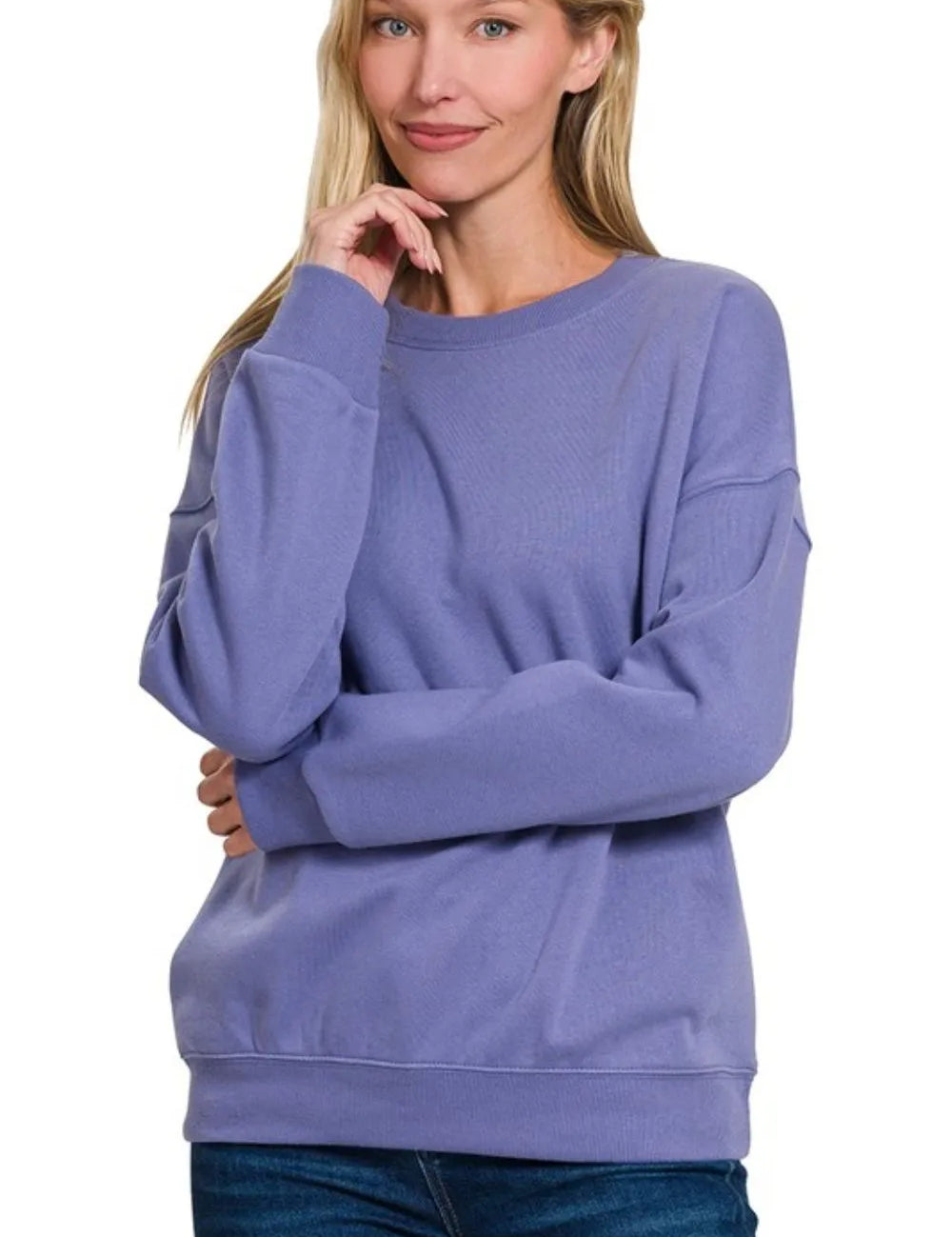 Zenana Full Size Fleece Drop Shoulder Sweatshirt Plus Size | Sweatshirts Daverri Fashions