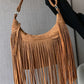 Suede Fringe Adjustable Strap Shoulder Bag - DAVERRI FASHIONS