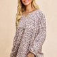 BiBi Leopard Printed French Terry Sweatshirt in taupe gray
