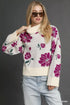 Umgee Floral Patterned Mock Neck Sweater - DAVERRI FASHIONS