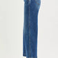 RISEN high-rise wide-leg blue denim jeans with rolled cuffs
