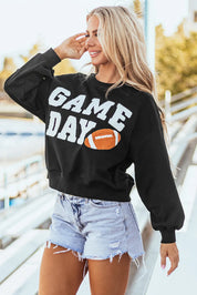 GAME DAY Round Neck Long Sleeve Sweatshirt | Sweatshirts Daverri Fashions