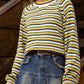 Rainbow Striped Pullover Sweater - DAVERRI FASHIONS
