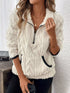 Cozy Sherpa Half Zip Sweatshirt - DAVERRI FASHIONS