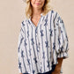 BiBi Bow Ribbon Printed Woven Bubble Sleeves Top - DAVERRI FASHIONS