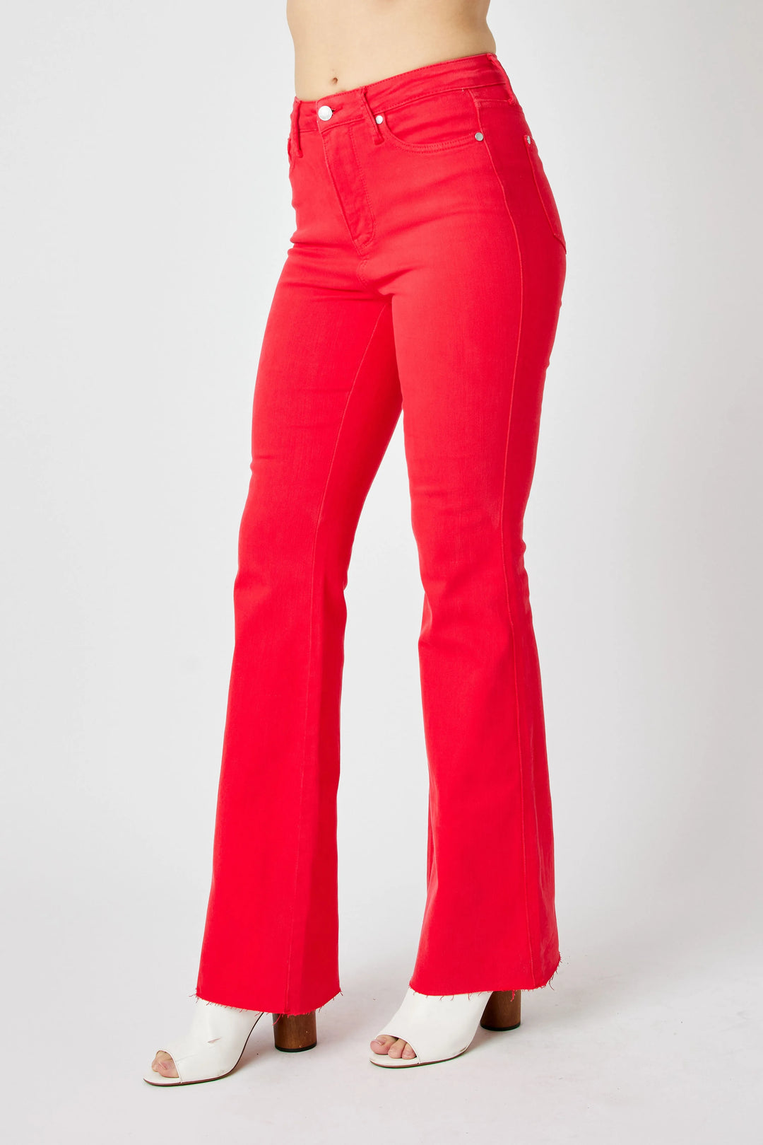Judy Blue Full Size Hw Tummy Control Garment Dyed Flare Jeans Plus Size Jeans