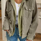 Daverri thermal knit olive green textured hooded jacket front view