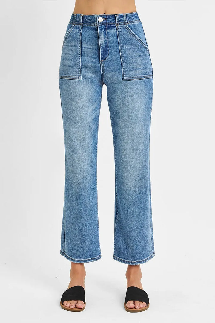 RISEN Full Size High Waisted Bootcut Cropped Jeans Plus Size | Jeans Daverri Fashions