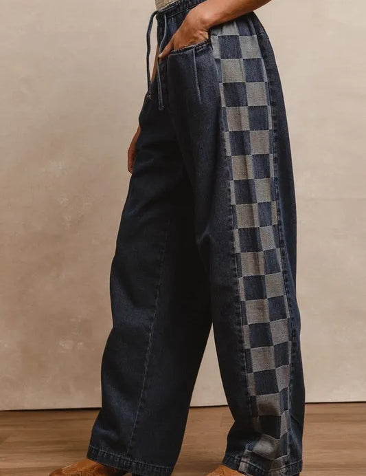BiBi Washed Denim Mix And Match Long Pants | Pants Daverri Fashions