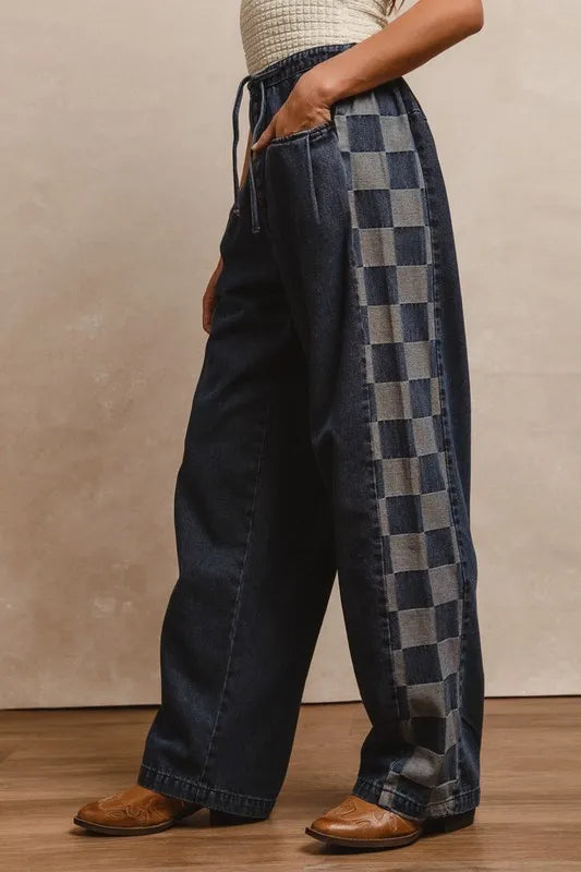 BiBi Washed Denim Mix And Match Long Pants | Pants Daverri Fashions