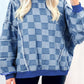 Checkerboard Splicing Raw Detail Oversized Denim Top - DAVERRI FASHIONS