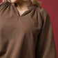 Umgee Full Size Textured Notched Balloon Sleeve Blouse Plus Size - DAVERRI FASHIONS