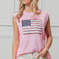 BiBi pink sleeveless knit top with sequined American flag design