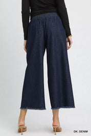 Umgee Washed Fringe Hem Wide Leg Jeans | Jeans Daverri Fashions