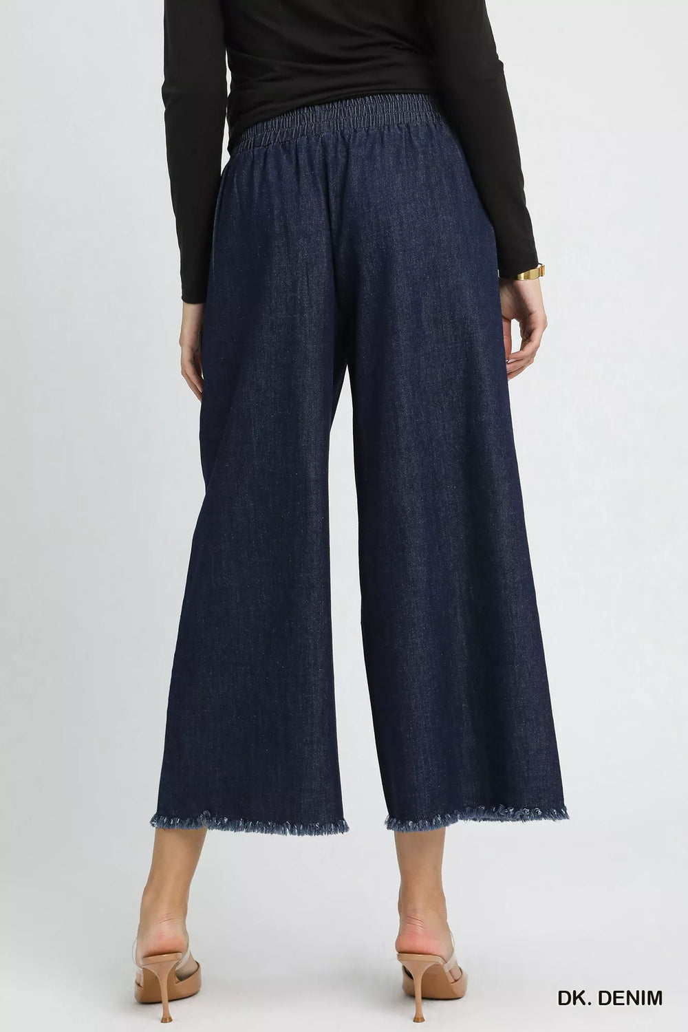 Umgee Washed Fringe Hem Wide Leg Jeans | Jeans Daverri Fashions