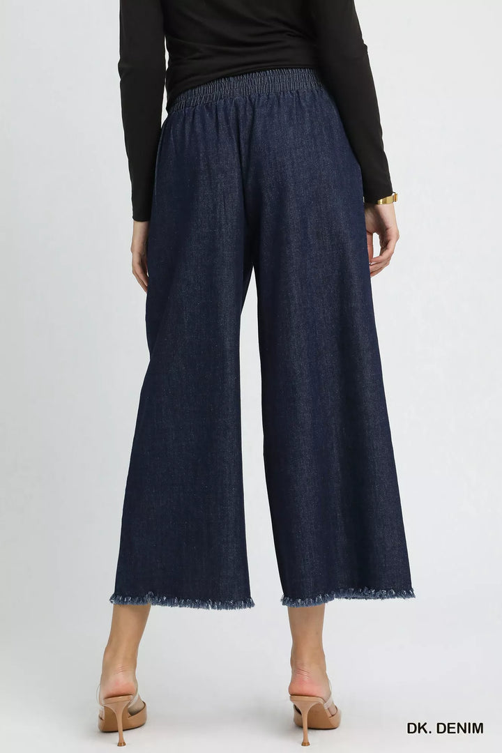 Umgee Washed Fringe Hem Wide Leg Jeans | Jeans Daverri Fashions