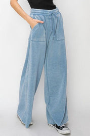 High Rise Wide Leg Drawstring Pants Lounge Pants