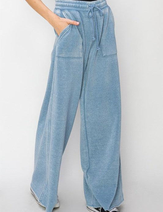 High Rise Wide Leg Drawstring Pants Lounge Pants