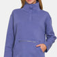Zenana Turtleneck Half Snap Fleece Sweatshirt Blurple - DAVERRI FASHIONS