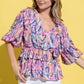 And The Why Printed Lantern Sleeve Blouse - DAVERRI FASHIONS
