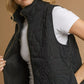 Umgee Quilted Floral Zip Up Vest with Pockets - DAVERRI FASHIONS