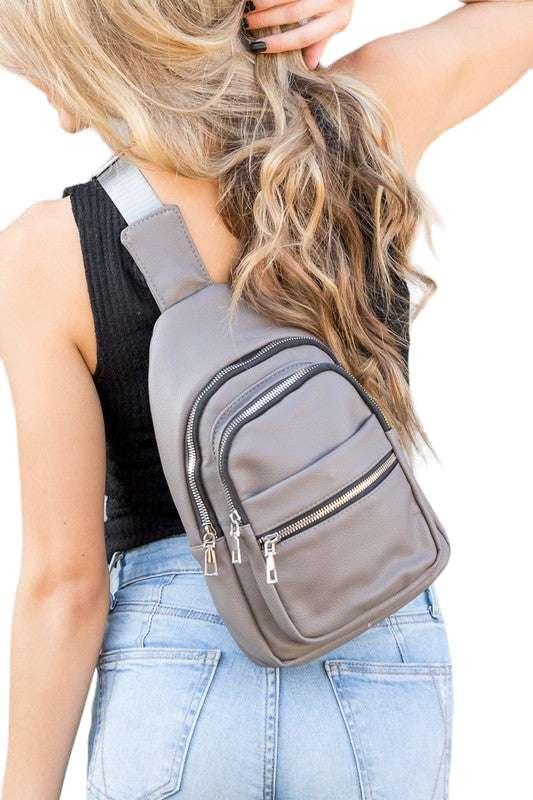 Black vegan leather sling bag Handbags