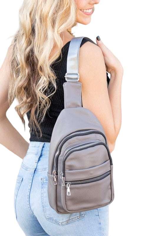 Black vegan leather sling bag Handbags