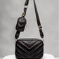 Chevron Quilted Vegan Leather Crossbody Handbags