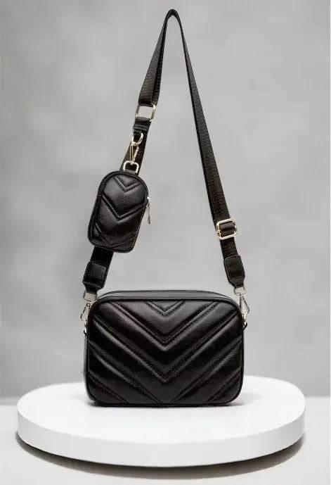 Chevron Quilted Vegan Leather Crossbody Handbags