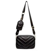 Chevron Quilted Vegan Leather Crossbody | Handbags Daverri Fashions