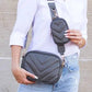 Chevron Quilted Vegan Leather Crossbody Gray OneSize Handbags