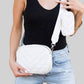 Chevron Quilted Vegan Leather Crossbody White OneSize Handbags