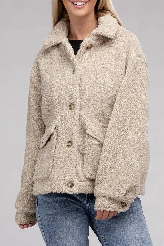 Sherpa button-front jacket Coats & Jackets