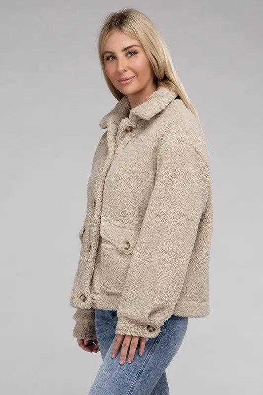 Sherpa button-front jacket Coats & Jackets