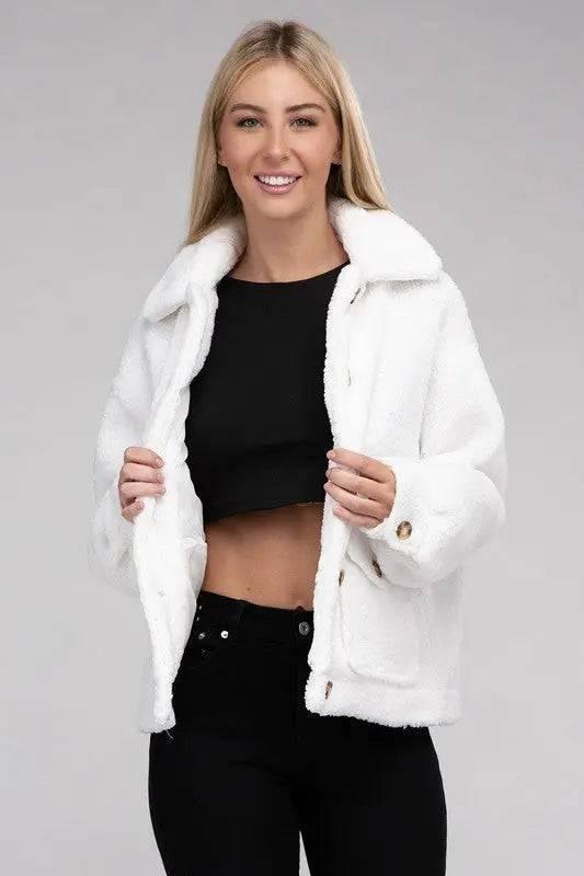 Sherpa button-front jacket Coats & Jackets