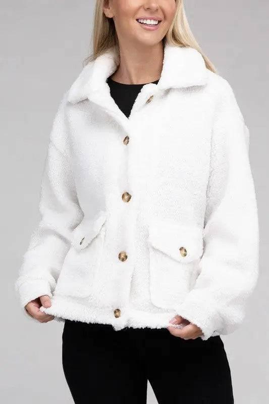 Sherpa button-front jacket Coats & Jackets