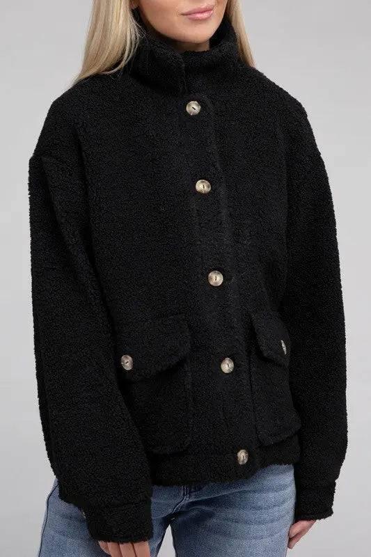 Sherpa button-front jacket Black Coats & Jackets