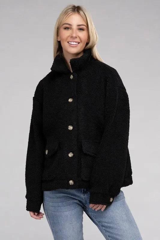 Sherpa button-front jacket Coats & Jackets