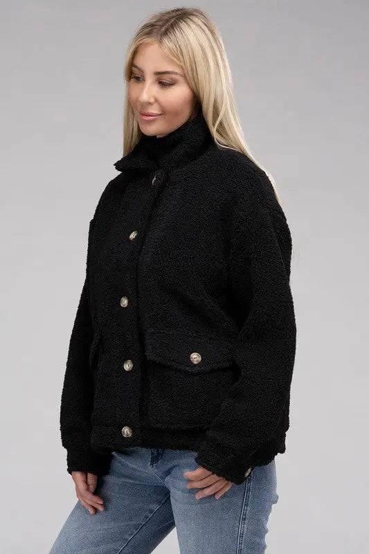 Sherpa button-front jacket Coats & Jackets